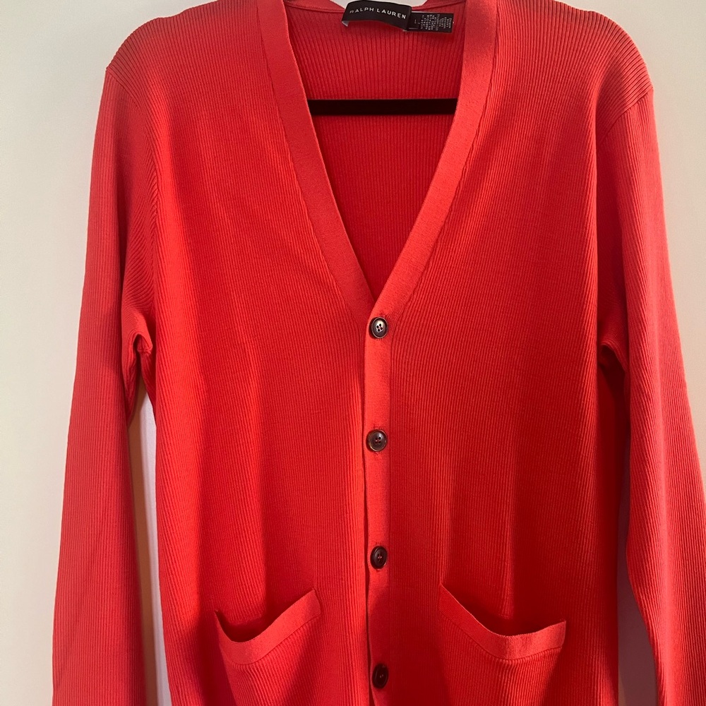 Ralph Lauren Black Label Red V-Neck Cardigan